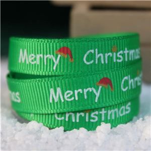 Go Grosgrain - Merry Christmas Hat Emerald/White